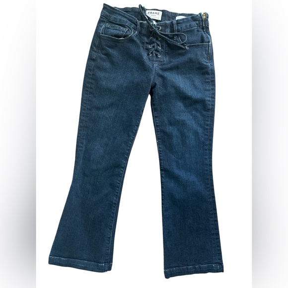 FRAME Denim Mid-rise Le Crop Mini Boot Lace Up Jeans Size 26 - Picture 1 of 6